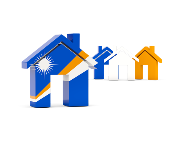 Three houses with flag. Download flag icon of Marshall Islands at PNG format