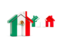 Mexico. Three houses with flag. Download icon.