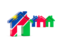 Namibia. Three houses with flag. Download icon.