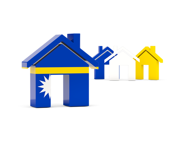 Three houses with flag. Download flag icon of Nauru at PNG format
