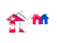 Nepal. Three houses with flag. Download icon.