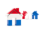 Netherlands. Three houses with flag. Download icon.