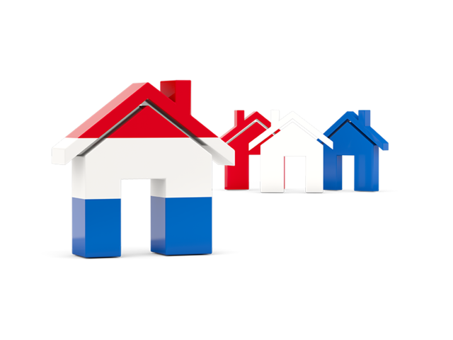 Three houses with flag. Download flag icon of Netherlands at PNG format