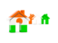 Niger. Three houses with flag. Download icon.