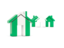 Nigeria. Three houses with flag. Download icon.