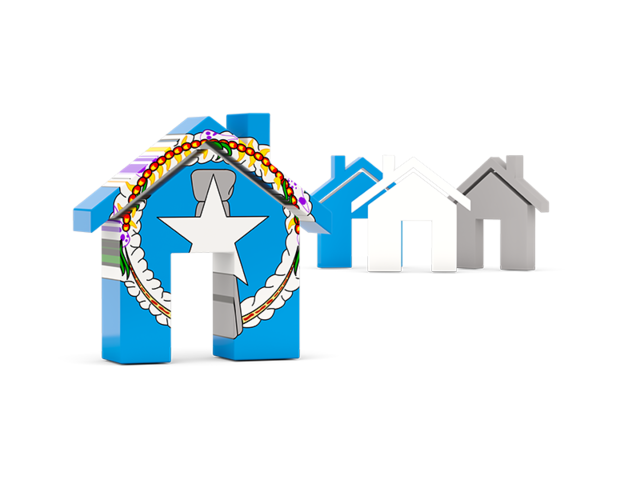 Three houses with flag. Download flag icon of Northern Mariana Islands at PNG format
