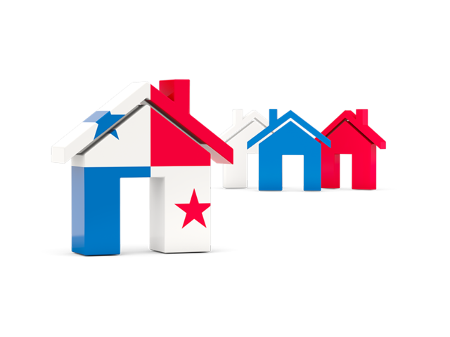 Three houses with flag. Download flag icon of Panama at PNG format