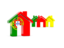 Portugal. Three houses with flag. Download icon.