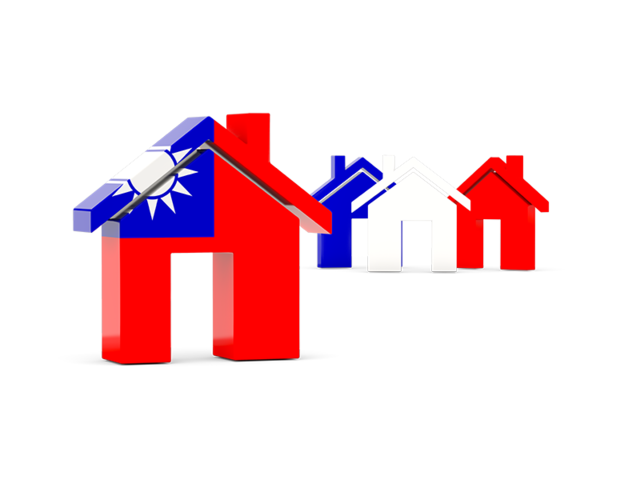Three houses with flag. Download flag icon of Taiwan at PNG format
