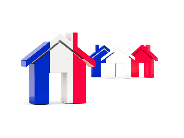 Three houses with flag. Download flag icon of Reunion at PNG format