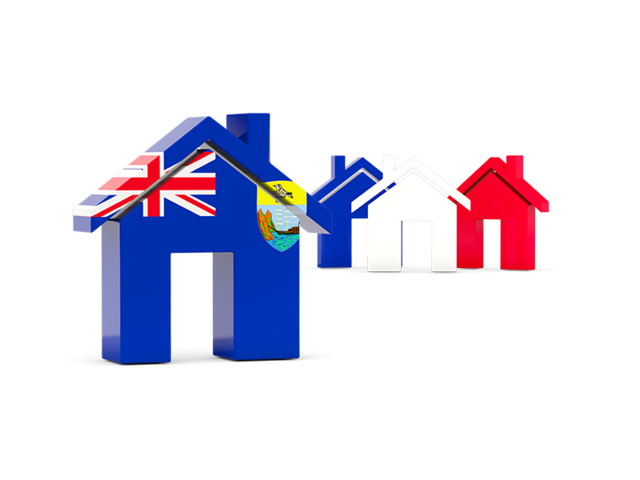 Three houses with flag. Download flag icon of Saint Helena at PNG format