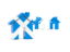 Scotland. Three houses with flag. Download icon.