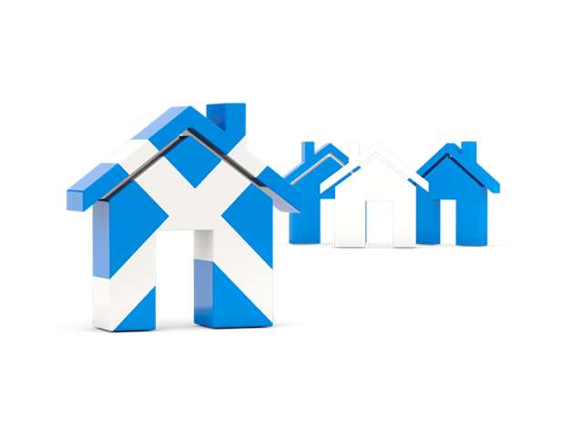 Three houses with flag. Download flag icon of Scotland at PNG format