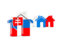 Slovakia. Three houses with flag. Download icon.