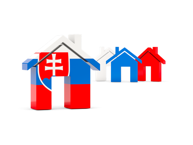 Three houses with flag. Download flag icon of Slovakia at PNG format