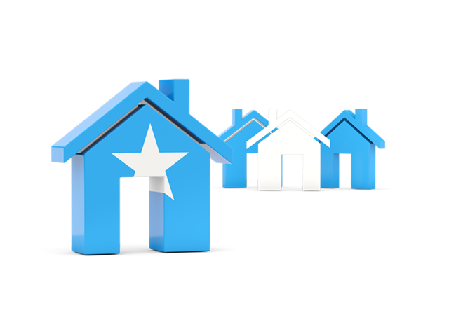 Three houses with flag. Download flag icon of Somalia at PNG format