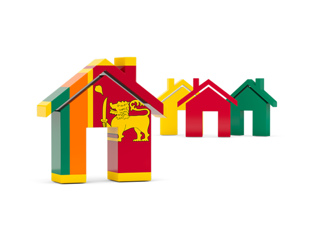 Three houses with flag. Download flag icon of Sri Lanka at PNG format