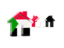 Sudan. Three houses with flag. Download icon.