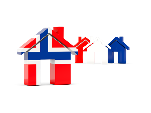 Three houses with flag. Download flag icon of Svalbard and Jan Mayen at PNG format