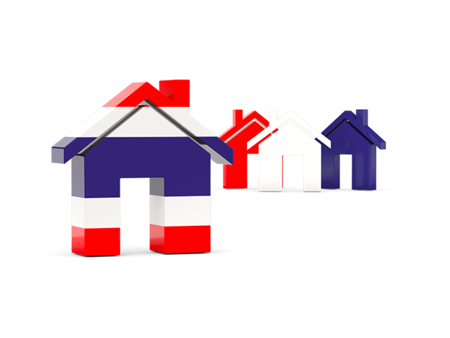 Three houses with flag. Download flag icon of Thailand at PNG format