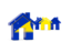 Tokelau. Three houses with flag. Download icon.