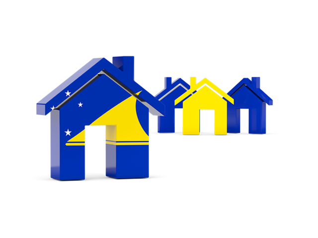 Three houses with flag. Download flag icon of Tokelau at PNG format