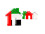United Arab Emirates. Three houses with flag. Download icon.