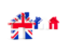 United Kingdom. Three houses with flag. Download icon.