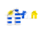 Uruguay. Three houses with flag. Download icon.