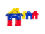 Venezuela. Three houses with flag. Download icon.