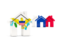 Virgin Islands of the United States. Three houses with flag. Download icon.