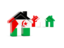 Western Sahara. Three houses with flag. Download icon.