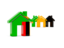 Zambia. Three houses with flag. Download icon.