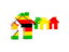 Zimbabwe. Three houses with flag. Download icon.