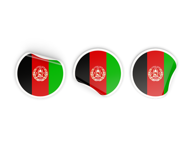 Three round labels. Download flag icon of Afghanistan at PNG format