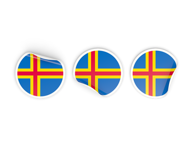 Three round labels. Download flag icon of Aland Islands at PNG format