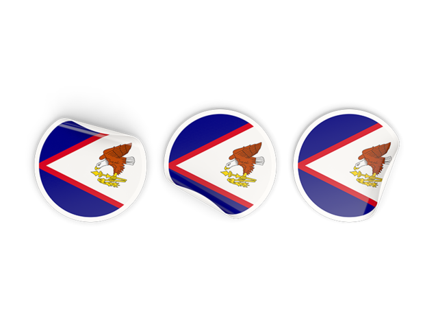 Three round labels. Download flag icon of American Samoa at PNG format
