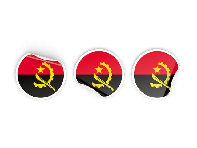 Три круглые наклейки. Скачать флаг. Ангола