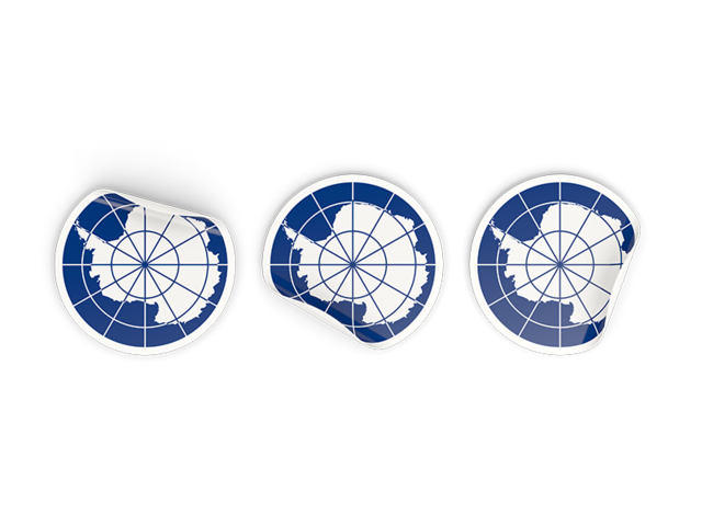 Three round labels. Download flag icon of Antarctica at PNG format