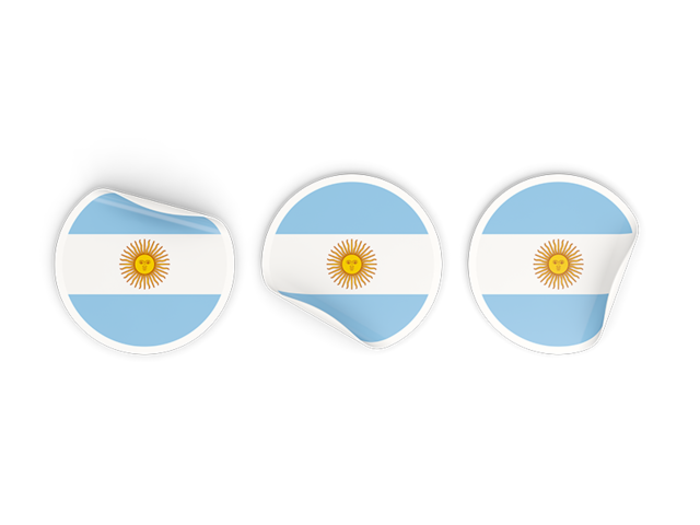 Три круглые наклейки. Скачать флаг. Аргентина