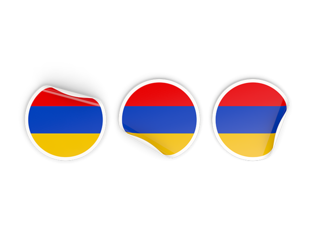 Three round labels. Download flag icon of Armenia at PNG format