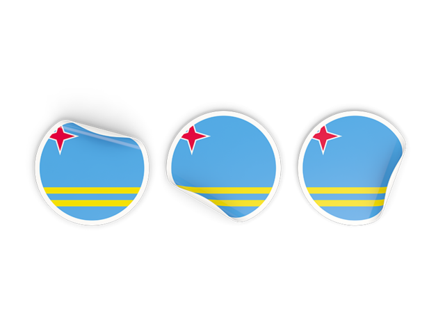 Three round labels. Download flag icon of Aruba at PNG format