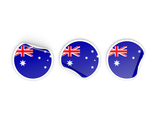 Three round labels. Download flag icon of Australia at PNG format