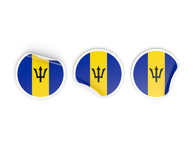 Three round labels. Download flag icon of Barbados at PNG format