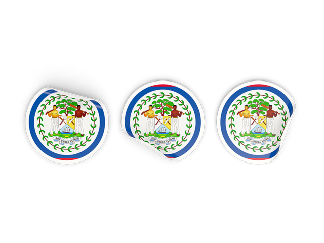 Three round labels. Download flag icon of Belize at PNG format
