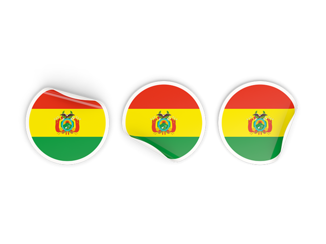 Three round labels. Download flag icon of Bolivia at PNG format