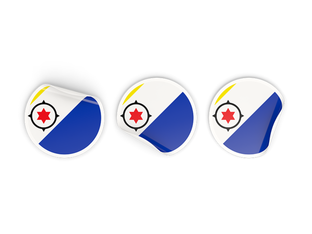 Three round labels. Download flag icon of Bonaire at PNG format