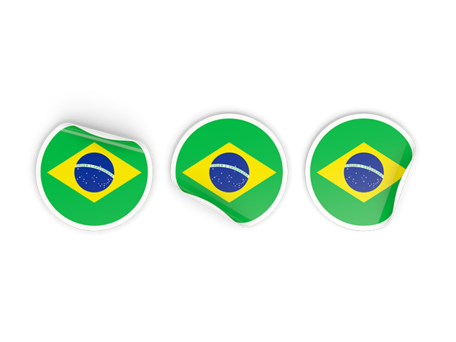 Three round labels. Download flag icon of Brazil at PNG format