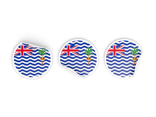 Три круглые наклейки. Скачать флаг. Британская территория в Индийском океане