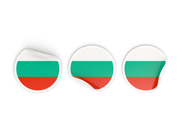 Three round labels. Download flag icon of Bulgaria at PNG format